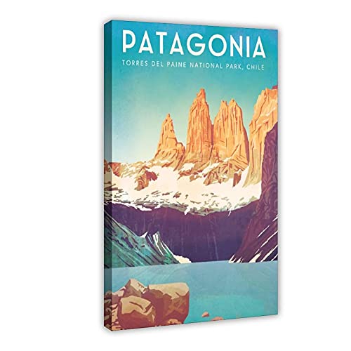 LFJT Vintage Weltreiseposter Patagonia Chile Leinwand Poster Schlafzimmer Dekor Sport Landschaft Büro Zimmer Dekor Geschenkrahmen 30 x 45 cm von LFJT