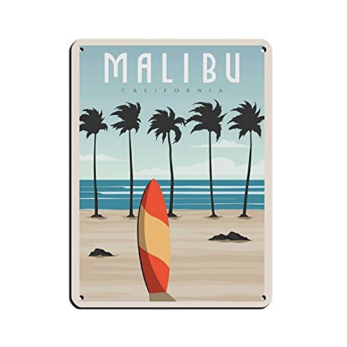 Vintage-Reise-Poster Stadt Malibu California Urban Charakteristische Landschaft Metall Blechschild Chic Art Retro Eisen Gemälde Bar Menschen Höhle Cafe Familie Garage Poster Wanddekoration 30 x 40 cm von LFJT