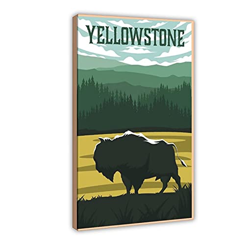 Vintage-Reise-Poster Yellowstone National Park, Leinwand-Poster, Wandkunst, Dekoration, Bild, Gemälde für Wohnzimmer, Schlafzimmer, Dekoration, Rahmen: 40 x 60 cm von LFJT
