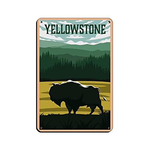 Vintage-Reise-Poster Yellowstone National Park Blechschild Metall Pub Club Cafe Bar Home Wandkunst Dekoration Retro Poster 20 x 30 cm von LFJT