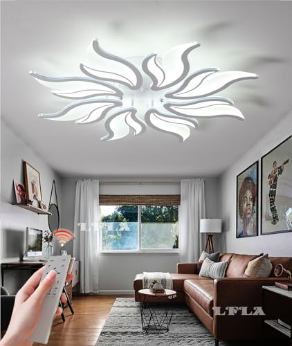 LFLA Moderne LED Deckenleuchte Weiß 8 Heads 70W dimmbare Groß Wohnzimmerlampe Geometrisches Design mit Fernbedienung & Memory Funktion Deckenbeleuchtung Schlafzimmer Augenpflege Deckenlampe LFLA Moderne LED Deckenleuchte Weiß 8 Heads 70W dimmbare Groß Wohnzimmerlampe Geometrisches Design mit Fernbedienung & Memory Funktion Deckenbeleuchtung Schlafzimmer Augenpflege Deckenlampe von LFLA