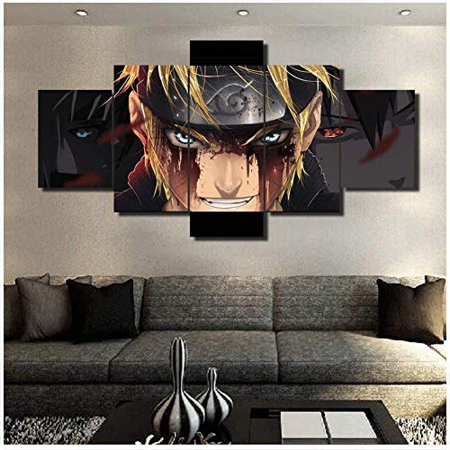 LFLYBCX 5 Stück Kunstdruck auf Leinwand, Motiv: Anime Naruto Evil's Lachen, Wanddekoration, HD, Poster für Wohnzimmer, Wandkunst, Galerie, A-20 × 30 × 220 × 40 x 220 x 50 × 1 von LFLYBCX
