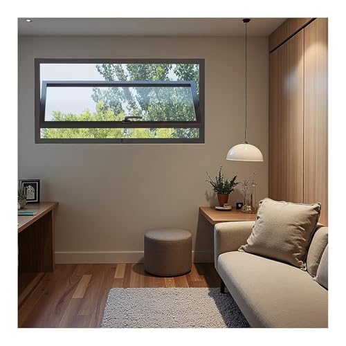 LFONDIGE Rechteckiges Fenster mit Rahmen aus Aluminiumlegierung und gehärtetem Glas, um 360° drehbares Bullaugenfenster-Schiebefenster für Lüftungsbeleuchtung (schwarz, 60 x 40 cm) von LFONDIGE