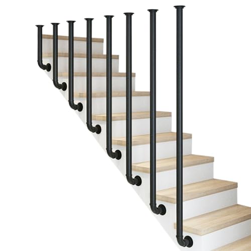LFONDIGE Schwarzer Handlauf aus Rundrohr, 30–150 cm | Industrielles Treppengeländer und Stufenschutzgeländer | Balustradenpfosten aus Schmiedeeisen | Zaun zur Decken-/Wandmontage | Innen-/Außenbereic LFONDIGE Schwarzer Handlauf aus Rundrohr, 30–150 cm | Industrielles Treppengeländer und Stufenschutzgeländer | Balustradenpfosten aus Schmiedeeisen | Zaun zur Decken-/Wandmontage | Innen-/Außenbereic von LFONDIGE