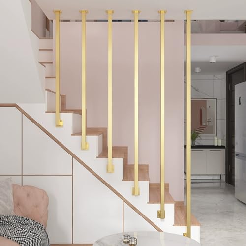 Treppengeländer Handläufe Treppenstufen Boden-zu-Decke Transferstange Schmiedeeiserne Balustradenpfosten Villen Home Loft Dekoration L-förmiger Gartenzaun (2 Fuß/60 cm) von LFONDIGE