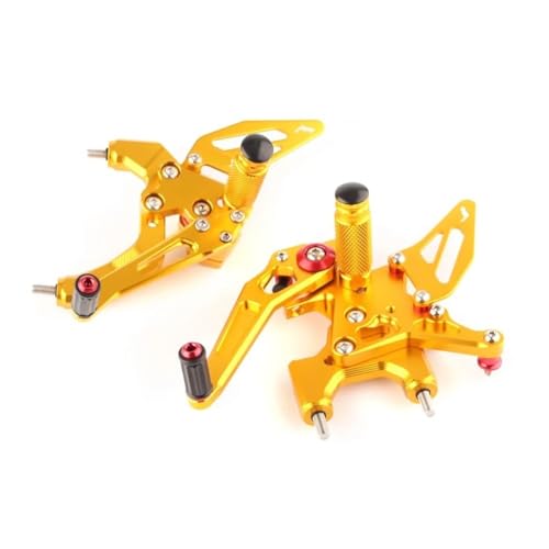 Für Ducati 959 Panigale 2016 2017 2018 Motorrad Fußrastenanlage Einstellbare Fußraste Hinten Set Schwarz Alumium Fußstütze Pedal Pads Pedalhalterung(Gold) von LFSKIUDS