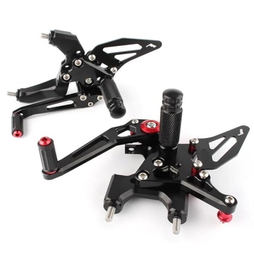 Für Ducati 959 Panigale 2016 2017 2018 Motorrad Fußrastenanlage Einstellbare Fußraste Hinten Set Schwarz Alumium Fußstütze Pedal Pads Pedalhalterung(Schwarz) von LFSKIUDS