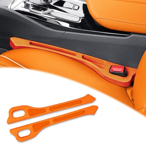 LFSYYD 2 Stück Autositz Lückenfüller für BMAX C-MAX S-MAX KA Edge Mustang Explorer, Sitzseite Auslaufsicherer Streifen Verhindert Das Fallenlassen von Kleinen Objekten,C/Orange von LFSYYD