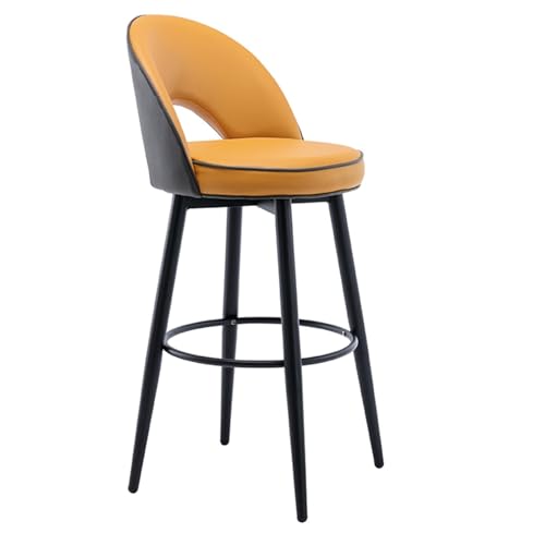 Napa PU-Leder-Barhocker, 360° drehbare Barhocker mit Rückenlehne, gepolsterte Küchenstühle mit Stahlbeinen und Fußstütze, for Küchentheke, Restaurant, Lounge, Pub (Color : Gray orange, Size : 80cm) von LFWAEE