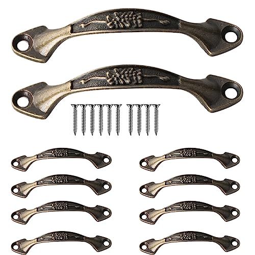 LFWATAXY Schrankgriffe im Vintage-Stil, Antik-Retro-Messing-Zink-Legierung, für Küchenschubladen, Kommoden, Schubladen, Badezimmer, Küche, Möbel, Hardware (Bronze), 10 Stück von LFWATAXY