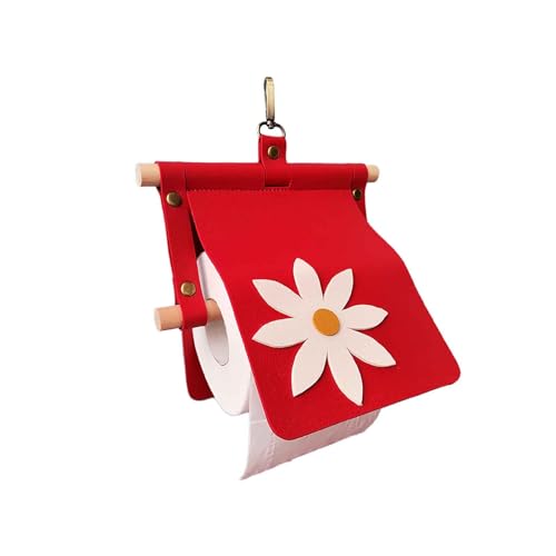 LFWATAXY Toilettenpapierhalter, rustikal, kreativ, kleine Gänseblümchen, Wandmontage, für Badezimmer, Küche und Wohnzimmer, Rot, 1 Stück von LFWATAXY