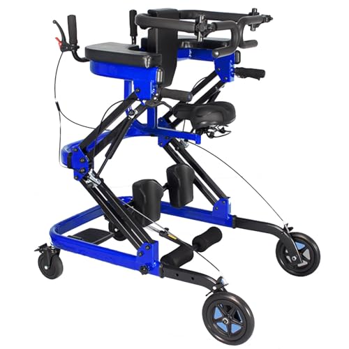 LFfwynog 3-in-1-Mobilitäts-Gehhilfe, Gelände-Gehgestell, 8-Zoll-Geländeräder, Steh- und Gehhilfe mit gepolstertem Sitz für ältere und behinderte Menschen Blue-B von LFfwynog