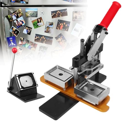 Quadratisches Magnet-Button-Maker-Kit, Button-Maker-Maschine mit 100 quadratischen Magnet-Button-Herstellungsmaterialien, DIY-Quadrat-Foto-Button-Presse, Pin-Button-Maker,53 * 80mm von LFfwynog