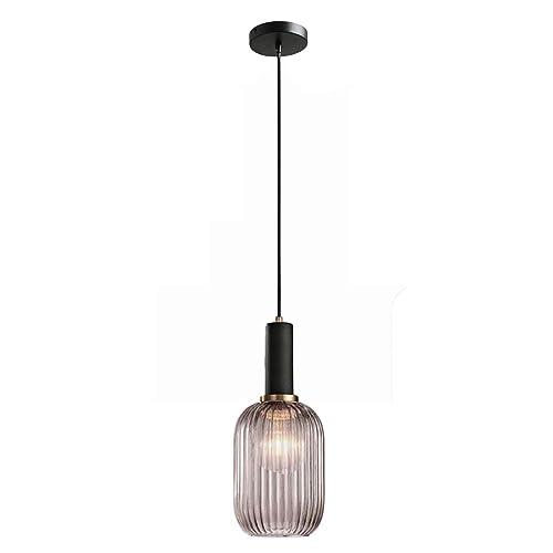 Glas Pendelleuchte, Industrial Vintage E27 Loft Bar Deckenleuchte Hängelampe, Esszimmer Schlafzimmer Küchen Kronleuchter (13cm, Schwarz) von LFsem