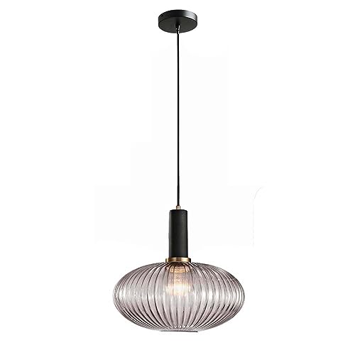 Glas Pendelleuchte, Industrial Vintage E27 Loft Bar Deckenleuchte Hängelampe, Esszimmer Schlafzimmer Küchen Kronleuchter (30cm, Schwarz) von LFsem