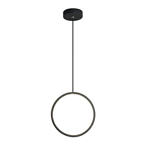 LFsem LED Pendelleuchte Runde Ring Hängelampe Moderne einfache nordische Deckenleuchte Metall Kreis hängende Beleuchtung Schlafzimmer Esszimmer Wohnzimmer (A-Schwarz) von LFsem