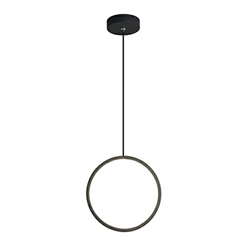 LFsem Moderne Minimalistische LED Pendelleuchte, 2700K Warmes Licht, 13W, Metall Ring Hängelampe für Schlafzimmer und Wohnzimmer (A-Schwarz) von LFsem
