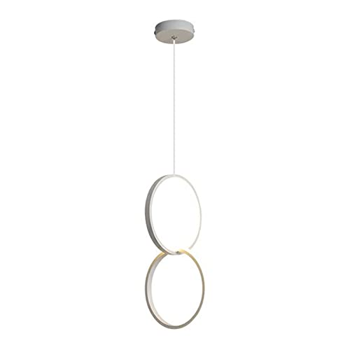 LFsem LED Pendelleuchte Runde Ring Hängelampe Moderne einfache nordische Deckenleuchte Metall Kreis hängende Beleuchtung Schlafzimmer Esszimmer Wohnzimmer (B-Weiß) von LFsem