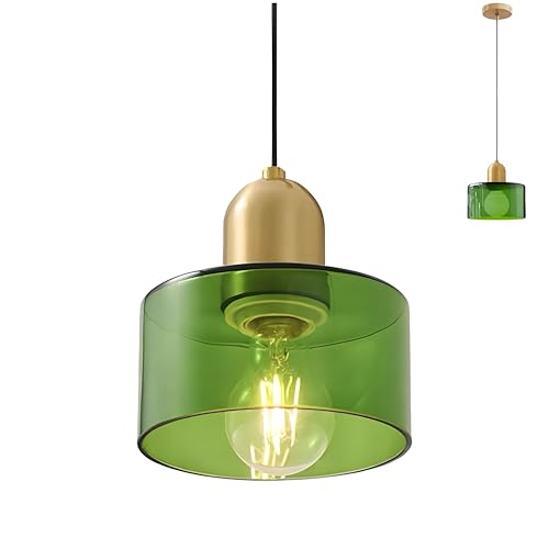 LFsem Moderne Bunte Glas Pendelleuchte mit Goldakzent, Höhenverstellbares 200cm Kabel, E27 Fassung Deckenleuchte Hängelampe für Kücheninsel,Esstisch, Wohnzimmer, Schlafzimmer, Café (Glänzendes Grün) LFsem Moderne Bunte Glas Pendelleuchte mit Goldakzent, Höhenverstellbares 200cm Kabel, E27 Fassung Deckenleuchte Hängelampe für Kücheninsel,Esstisch, Wohnzimmer, Schlafzimmer, Café (Glänzendes Grün) von LFsem