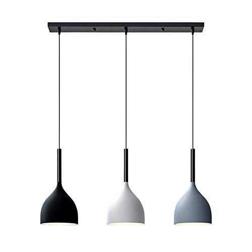 LFsem Nordic Modern 3 Flammig Pendelleuchte, Kronleuchter mit 3 Metall Lampenschirm, E27 Hängelampe für Küche, Schlafzimmer und Esszimmer Esstisch (Gerade) von LFsem