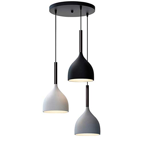 LFsem Nordic Modern 3 Flammig Pendelleuchte, Kronleuchter mit 3 Metall Lampenschirm, E27 Hängelampe für Küche, Schlafzimmer und Esszimmer Esstisch (Rund) von LFsem