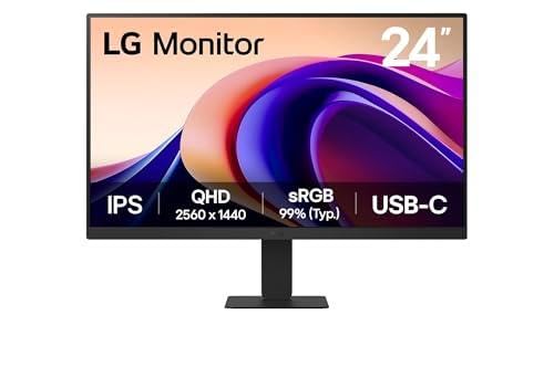 LG 24U631A-B Desktop-PC-Monitor 24 Zoll (61 cm), IPS-Panel, QHD-Auflösung (2560 x 1440), 5 ms 100 Hz, HDR 10, sRGB 99% (CIE1931), neigbar, HDMI 2.0, USB-C (15 W) von LG
