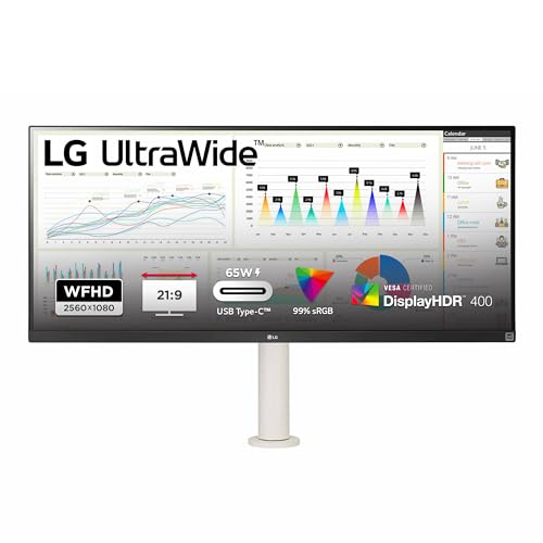 LG Electronics 34WQ68X-W.AEU IPS 21:9 UltraWide Monitor 34 Inches (86.72 cm), FHD 1080p, TFT-LCD Active Matrix with White LED Backlight, Anti-Glare, Weiß von LG Electronics
