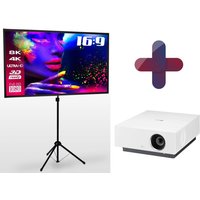 LG HU810PW Forte CineBeam Laser Heimkino Beamer 2700 ANSI Lumen + eSmart Expert X-Type Ultralightweight Stativ Leinwand von LG Electronics