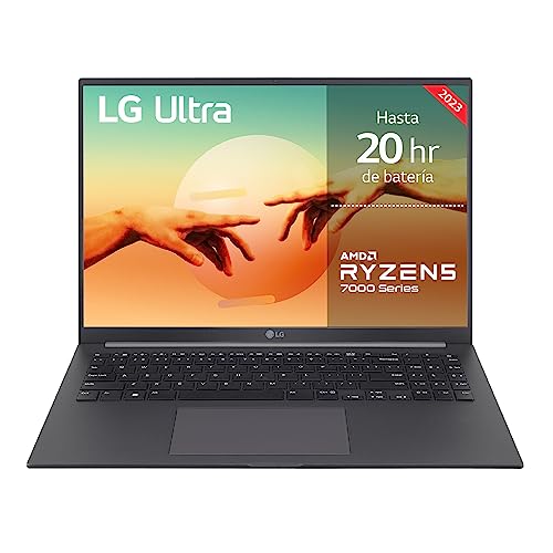 LG Ultra 16U70R-G.AA76B Notebook, 16 Zoll IPS, Ryzen 7, Windows 11 Home, 16 GB RAM, 512 GB SSD, 1,6 kg, 20 Stunden Akkulaufzeit, Grau von LG Electronics