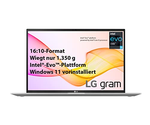 LG gram 17 Zoll Ultralight Notebook Windows 11 2021 Edition - 1,35 kg leichter Intel Core i5 Laptop (16GB LPDDR4, 512GB SSD, 19,5 h Akkulaufzeit, WQXGA IPS Display, Thunderbolt 4) - Silber von LG Electronics