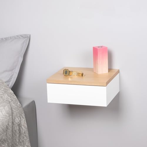 LG LUGRA Nachttisch Hängend Weiß 30 x 26 x 12 cm - Eleganter und Funktionaler Wand Nachttisch - Wandregal mit Schublade - Perfekt nachtschrank für Jedes Schlafzimmer von LG LUGRA