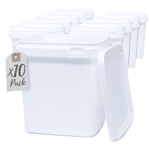 LG Luxury & Grace Pack 10 Polypropylen Eimer 5 L (21x19cm) mit Deckel. Luftdicht Kunststoff Lebensmittel Lagerung Container. Industrielle Nutzung, Stapelbar, Recycelbar. BPA-frei. von LG Luxury & Grace