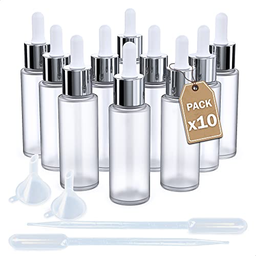 LG Luxury & Grace Set 10 Pipettenflasche, 30 ml. Flasche Gefrostet. Glaspipette und Schraubverschluss. Tropfflaschen für: Öl, Aromatherapie und Labor. von LG Luxury & Grace