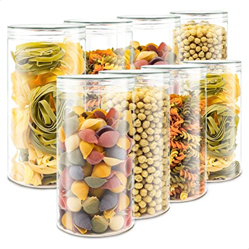 LG Luxury & Grace Set 8 Vorratsdosen Lebensmittelechten Polyethylen-Gläsern 1,5L (20x10cm). Kunststoffgläser mit Schraubdeckeln zur Aufbewahrung von Nudeln, Süßigkeiten, Gemüse. BPA-frei. von LG Luxury & Grace