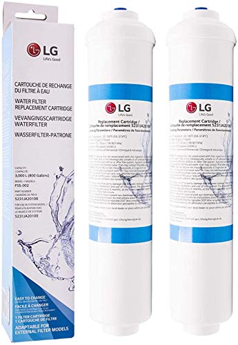 LG 5231JA2010B Ersatz-Wasserfilterkartusche für Kühlschrank und Kühlschrank, Push-Fit-Anschluss, 2 Stück von LG