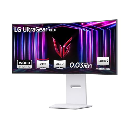 LG Electronics 34GS95QE-W.AEU UltraGear Curved OLED QHD-Gaming Monitor 34", 3440 x 1440, 21:9, 0,03 ms GtG, 240 Hz, HDR400 TRUE BLACK, NVIDIA G-SYNC Compatible, AMD FreeSync Premium Pro - Weiß von LG Electronics