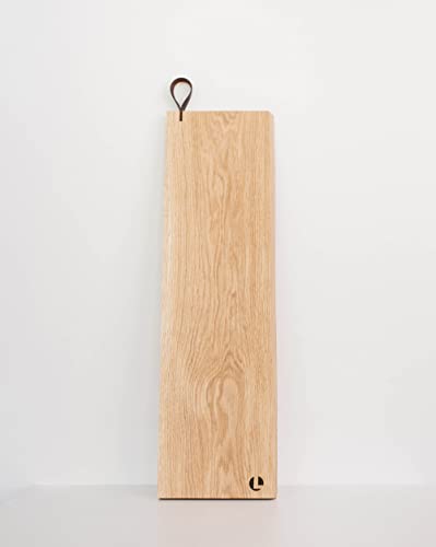 Brett aus massivem Eichenholz Schneidebrett Servierbrett Frühstücksbrettchen Eiche Geschenkidee für Hobby- und Profiköche robust, langlebig, nachhaltig 17x55x2 cm von LGC