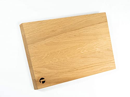 Brett aus massivem Eichenholz Schneidebrett Servierbrett Frühstücksbrettchen Eiche Geschenkidee für Hobby- und Profiköche robust, langlebig, nachhaltig 27x35x2 cm von LGC