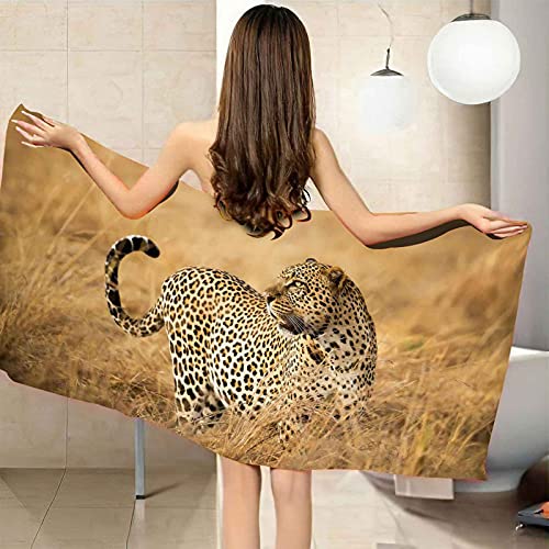 LGCK Strandtuch Für Kinder 3D Leopard Badetuch Strandlaken Handtuch Mikrofaser Badetuch Sommer Männer Damen Strandlaken Für Reisen Schwimmen Camping Und Picknick 80x160cm von LGCK