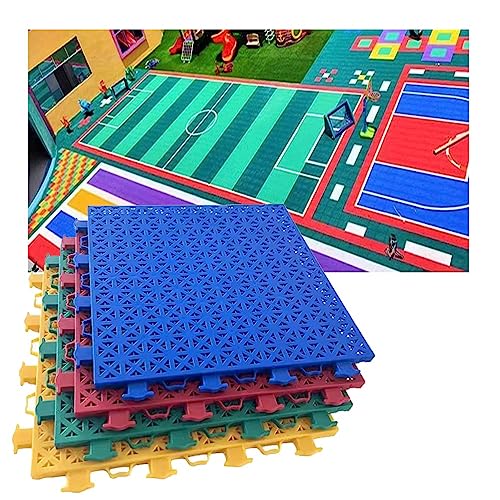 Bodenfliesen modulare ineinandergreifende Bodenfliesen für Kindergarten, Sportbodenmatte aus Kunststoff für Innen- und Außen-Sportplätze, 9 Farben (Farbe: Schwarz, Tail von LGChobby
