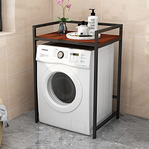 LGChobby Badezimmer-Aufbewahrungsregal, Waschmaschinen-Aufbewahrungsrahmen, bodenstehend für über der Toilette, Balkon-Waschbecken-Regal, Trommelboden-Aufbewahrungsregal, Stahl- und Holz-Waschbecken- von LGChobby