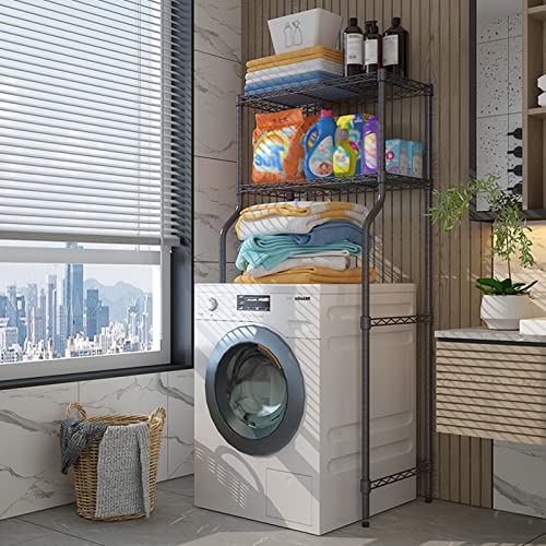 LGChobby Badezimmer-Aufbewahrungsregal, Waschmaschinen-Aufbewahrungsrahmen, bodenstehend für über der Toilette, Verstellbarer Wäscheständer, Balkon-Kleinigkeiten-Aufbewahrung, Trommel-Waschständer, W von LGChobby