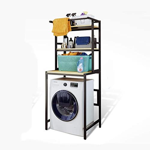 LGChobby Badezimmer-Aufbewahrungsregal, Waschmaschinen-Aufbewahrungsrahmen für über der Toilette, Haushalts-Waschbecken-Aufbewahrungsregal, Wohnzimmer-Balkon-Trommel-Waschbeckenregal aus Karbonstahl von LGChobby