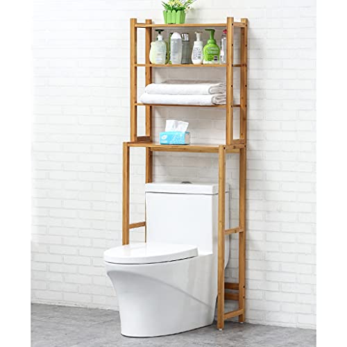 LGChobby Badezimmer-Aufbewahrungsregal, Waschmaschinen-Aufbewahrungsrahmen für über der Toilette, Holztoilette, Bodenregal für Badezimmer, verstellbares Regal, großer Stauraum, um Platz zu sparen (vi von LGChobby