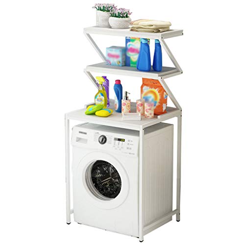 LGChobby Badezimmer-Aufbewahrungsregal, Waschmaschinen-Aufbewahrungsrahmen für über der Toilette, bodenstehend, 3-stufiges Wäscheregal, Badezimmer-Organizer-Regal, Toiletten-Aufbewahrungsregal (weiß) von LGChobby