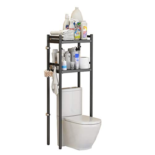 LGChobby Badezimmer-Aufbewahrungsregal, Waschmaschinen-Aufbewahrungsrahmen für über der Toilette stehendes Toiletten-Aufbewahrungsregal aus Edelstahl, Standregal (schwarz 50 x 26 x 135 cm) von LGChobby