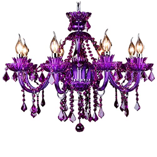 LGDEERCO 8 Licht Vintage Kronleuchter Lila K9 Kristall Kronleuchter Buntglas Kronleuchter Deckenbeleuchtung für Esszimmer Wohnzimmer Schlafzimmer Flur Eingang LGDEERCO 8 Licht Vintage Kronleuchter Lila K9 Kristall Kronleuchter Buntglas Kronleuchter Deckenbeleuchtung für Esszimmer Wohnzimmer Schlafzimmer Flur Eingang von LGDEERCO
