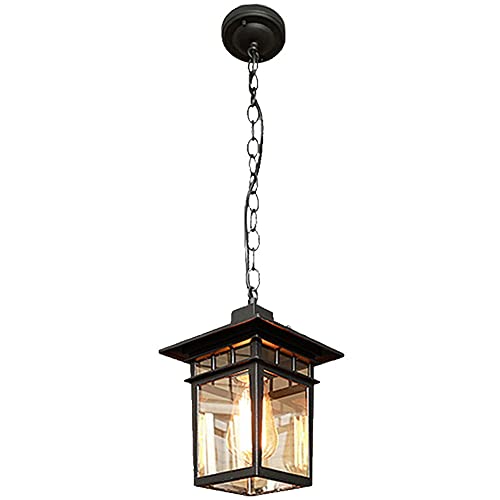 LGDEERCO Outdoor Pendelleuchte Vintage Hängelaterne Wasserdicht Kronleuchter mit Glas Lampenschirm für Veranda Terrasse Eingangsbereich Küche Foyer 1-Licht von LGDEERCO