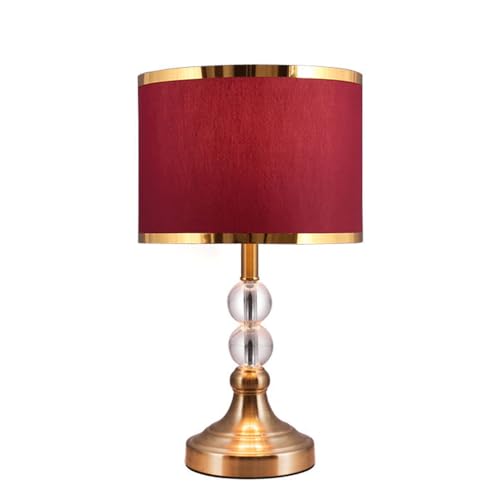 LGDEERCO Tischlampe Moderne Schlafzimmer Nachttischlampe Kupferimitat Farbe Mit K9 Kristall Lampenkörper Stoff Lampenschirm Für Wohnzimmer Hochzeit Home Office Und Heimgebrauch von LGDEERCO