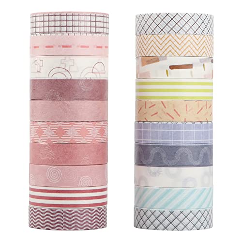 LGEGE 20 Rollen Basic Graphic Washi Tape Set, 10 mm breit, bunte Slaids Streifen dekoratives Muster, japanisches Abdeckband Dekor für Scrapbook, Bullet Journal, Geschenkverpackung (2 m) von LGEGE